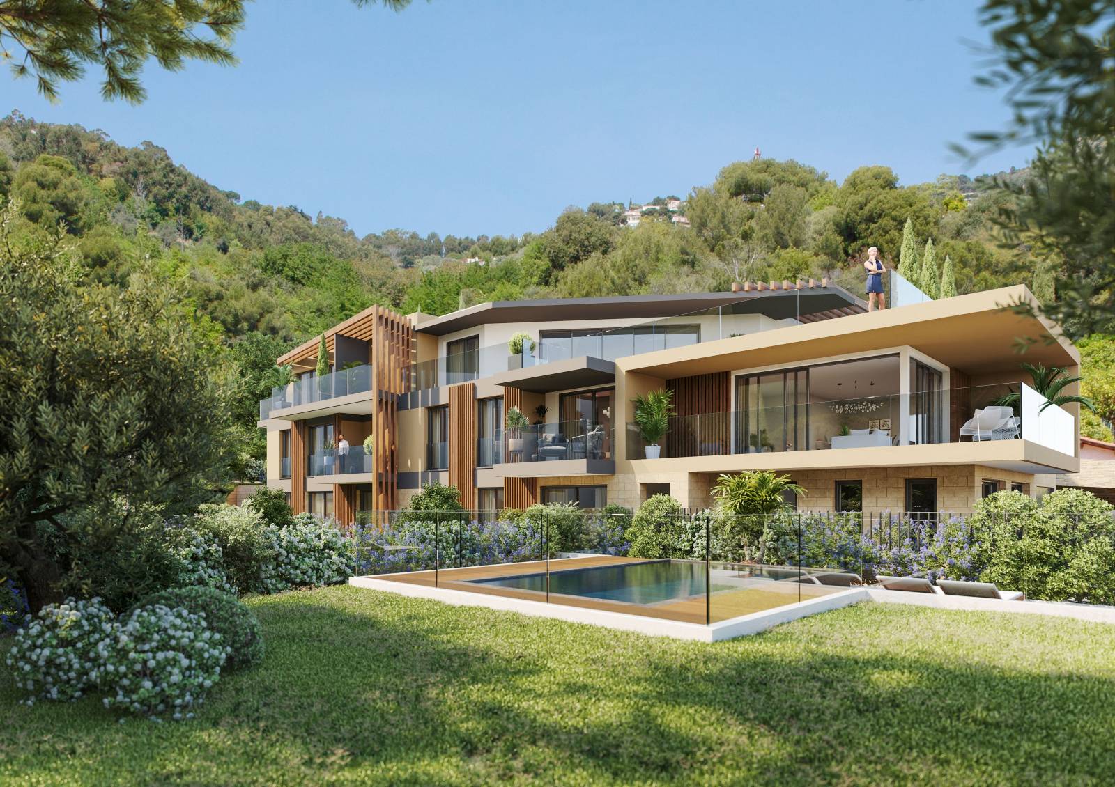Projet petite résidence de standing sécurisée sur 2 étages avec piscine BAIA à Eze dans les Alpes Maritimes 
